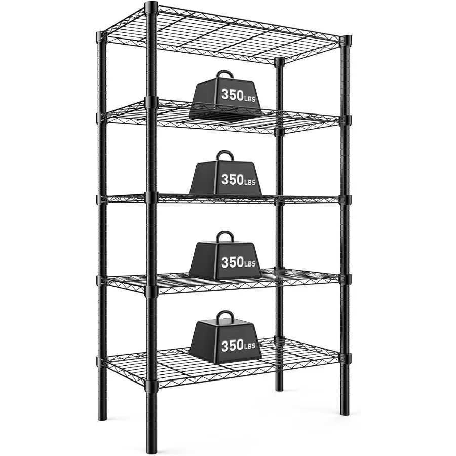 

5 Tier Metal Wire Rack Shelf Heavy Duty Standing Shelves Adjustable Steel Closet Shelving Unit Organizers and Storage for Kitch