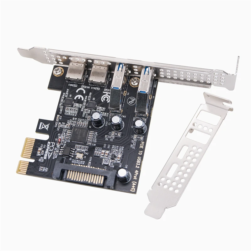 Expansion Card Adapter Type C USB 3.2 Gen1 5Gbps PCIE Card Hub 2*USB A Port+2*Type-C Port/USB3.2 PCI-E