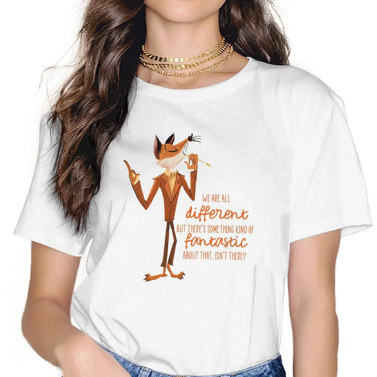 Fantastic Mr Fox Book We Are All Different T Shirt Harajuku Punk Women's Tshirt O-Neck