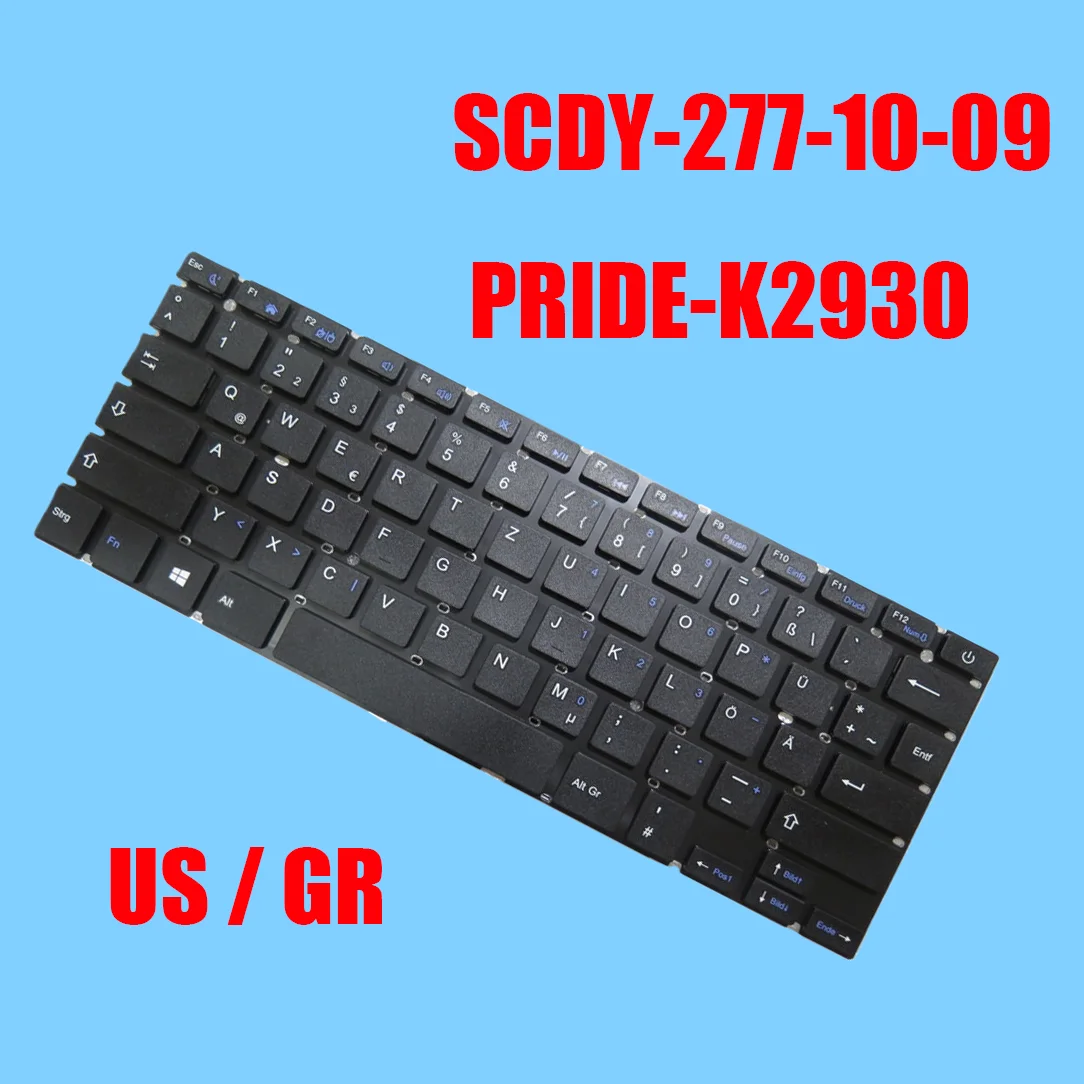 

Laptop Keyboard SCDY-277-10-09 PRIDE-K2930 YK-K2523S US GR English German Black Without Frame New