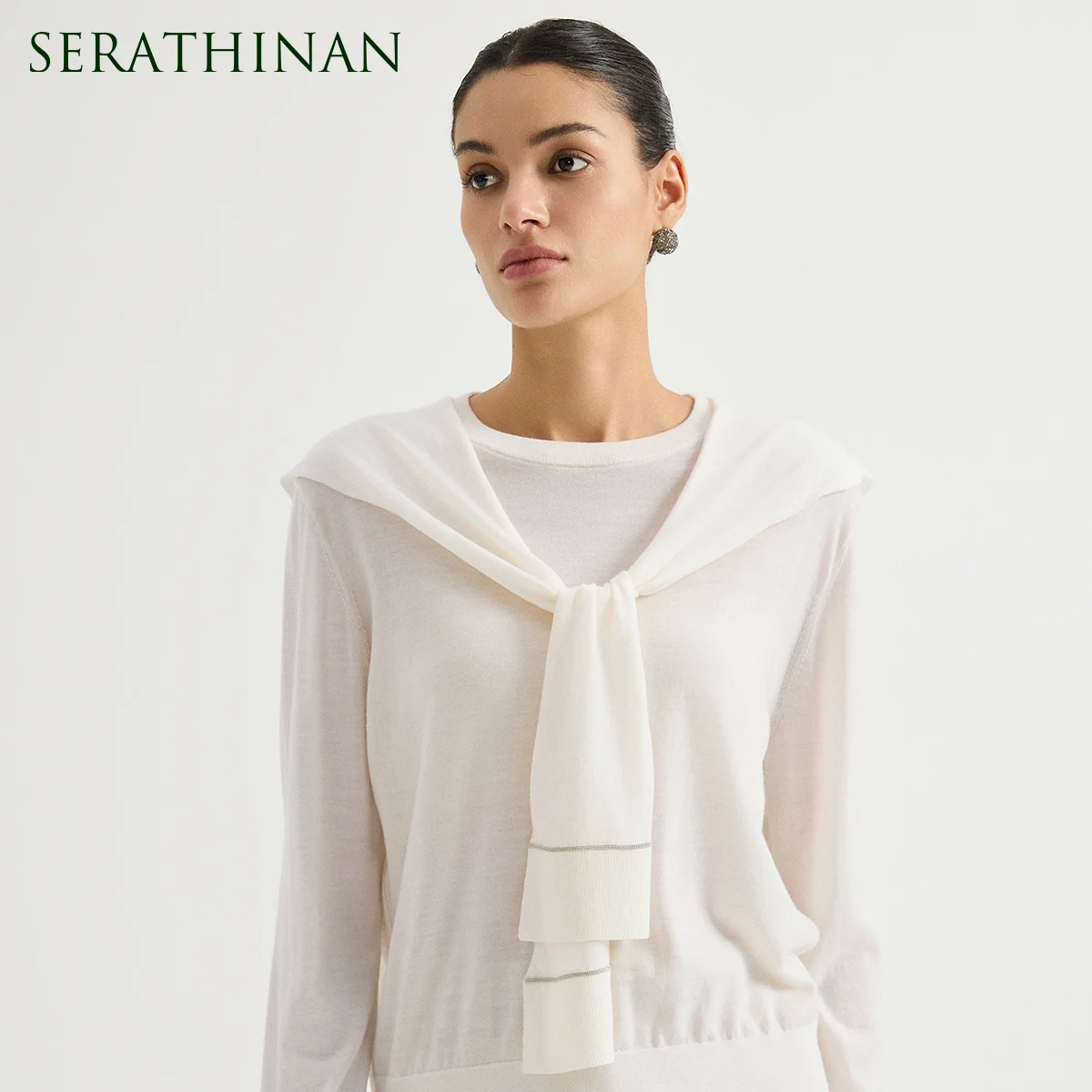 by3621814-women's-100-wool-knit-shoulder-wrap-self-tie-cape-scarf-chain-trim-draped-layering-quiet-luxury-early-autumn-fall