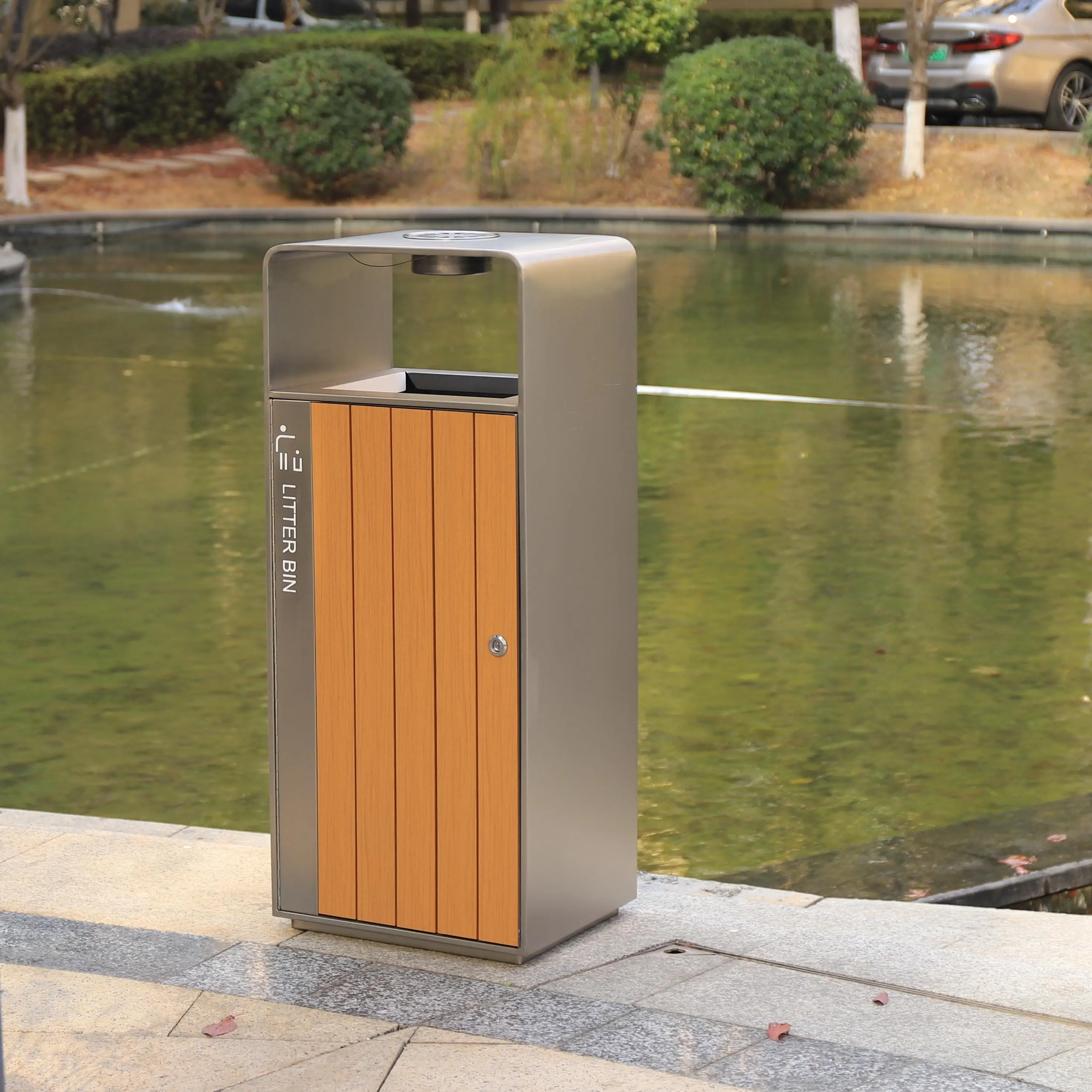 201 Steel Waste Trash Bin With  Ashtray and Factory Price