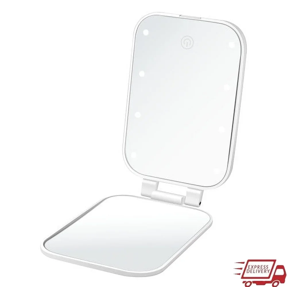 Компактное зеркало с сенсорным экраном со светодиодной подсветкой и 1-кратным 3-кратным увеличением, на батарейках, отдельно стоящий ручной инструмент для красоты, для путешествий