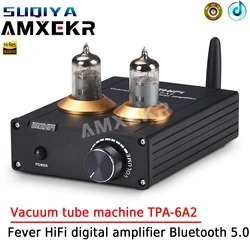 AMXEKR Vacuum Tube Machine TPA-6A2 Fever HiFi 50W+50W Digital Amplifier Bluetooth 5.0 Small Home Speaker