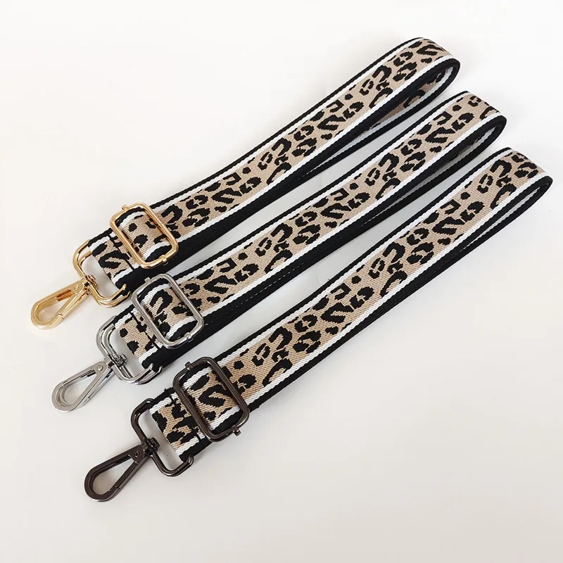 Bag Strap Lanyard Accessories Canvas Leopard Print Jacquard Single Shoulder Oblique Span Burden Reduction Backpack Strap