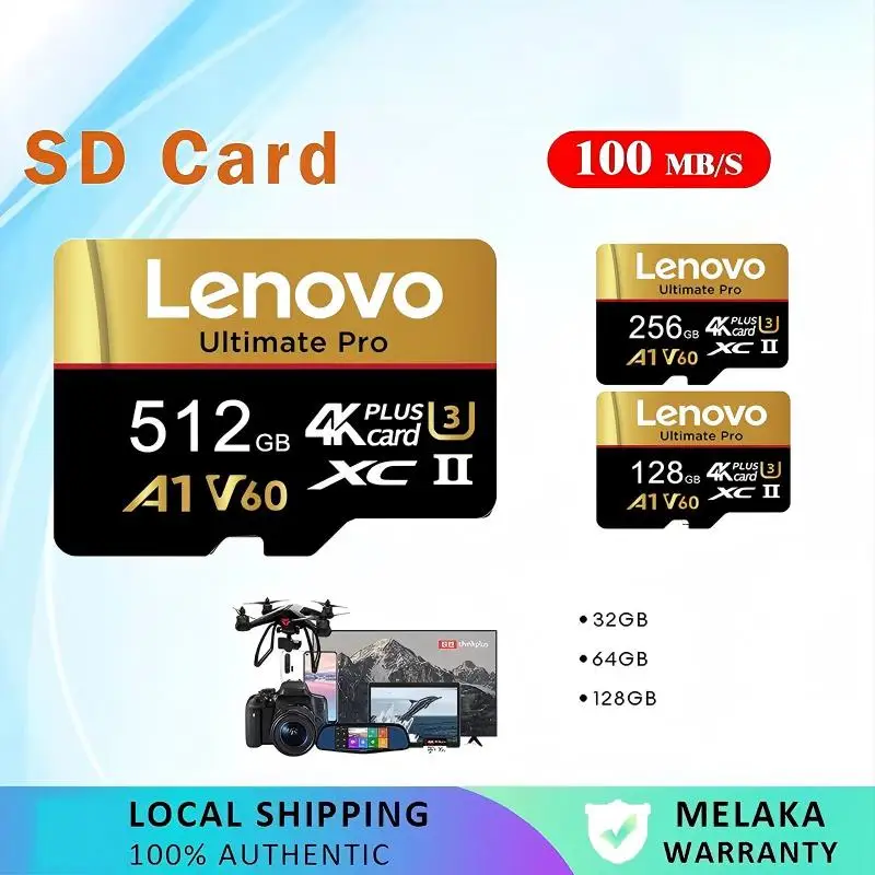 Fast Lenovo Micro TF SD 512GB Memory Card SD Cards TF Cards 128GB Max 64GB C10 Durable for Dashcam / Smartphone / Drone