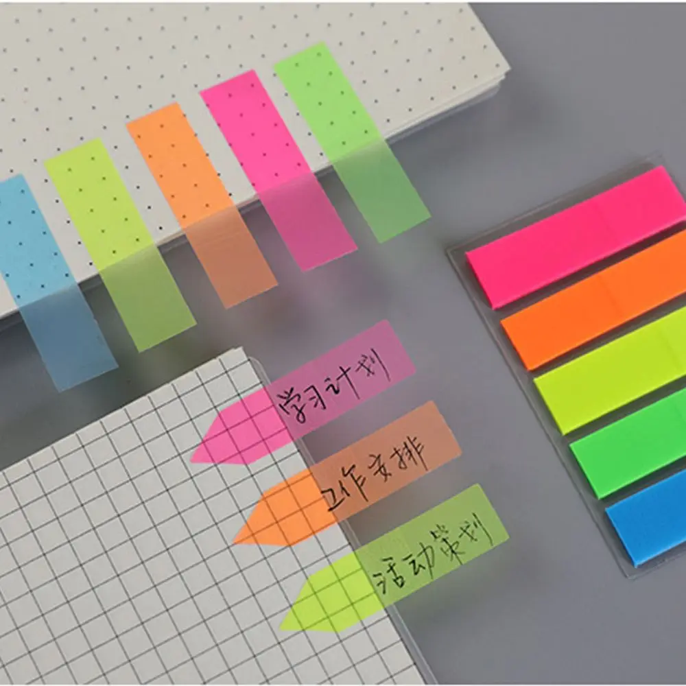 لوحة مذكرات الفلورسنت بلون الحلوى ، وسادة ملاحظات لاصقة ملونة ، ملصق تمييز القراءة ، ملصقات علامة صفحة الفهرس ، شفافة