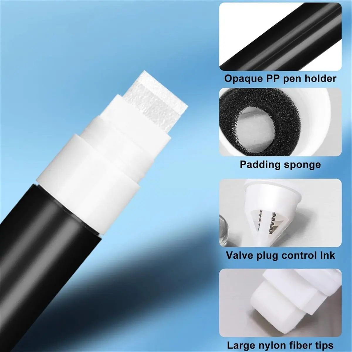 AB09 علامات طلاء قابلة لإعادة الملء 2 قطعة 15 مم أطراف جامبو، غير شفافة، علامات فارغة للأكريليك والطلاء والغراء والحبر السائل #5