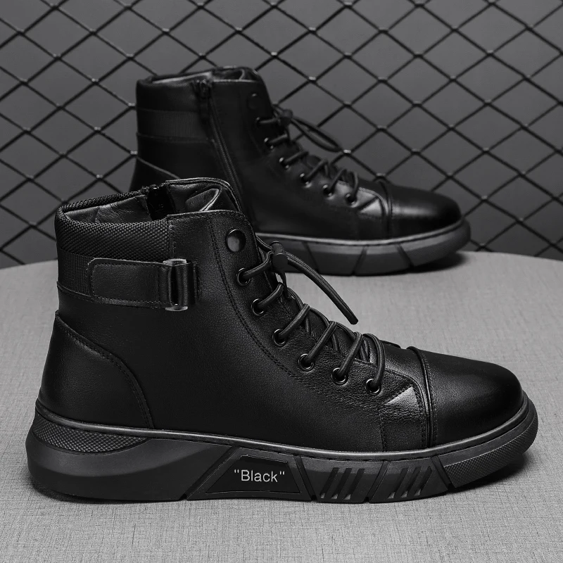 Ankle Boots Motorcycle Footwear Man Hiking Black High Top Wear-resistant Anti-slip Water Proof Spring and Autumn Main Push Model