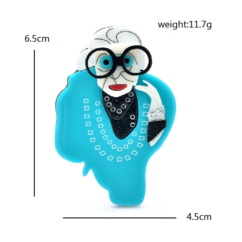 Wuli&baby Acrylic Wear Glasses Modern Person Brooches For Women Men 2-color Lovely Figure Party Office Brooch Pins Gifts