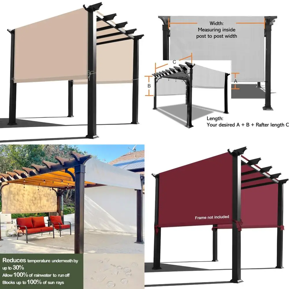 

Universal Replacement Waterproof Pergola Canopy - 12 Feet Long x 8 Feet Wide, Beige for Outdoor Pergolas