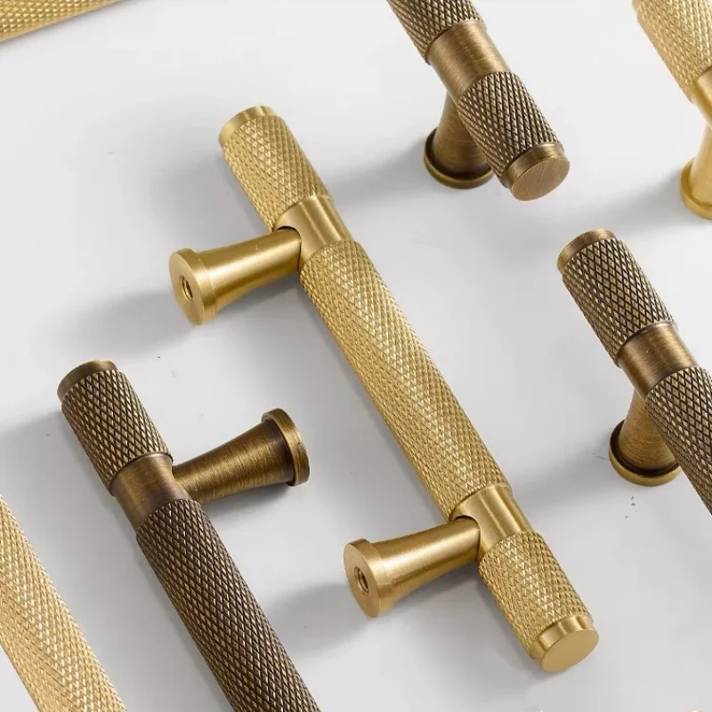 Long Knurled Brass Kitchen Cabinet Door Pulls Drawer Knobs Cupboard Handles Bedroom Wardrobe Dresser Closet Furniture Handles