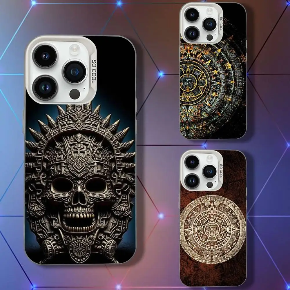

Mayan Calendar Statue Phone Case For iPhone 16,15,14,13,12,11,Pro,XS,Max,Plus,Mini,SE White Candy Matte Shockproof Cover
