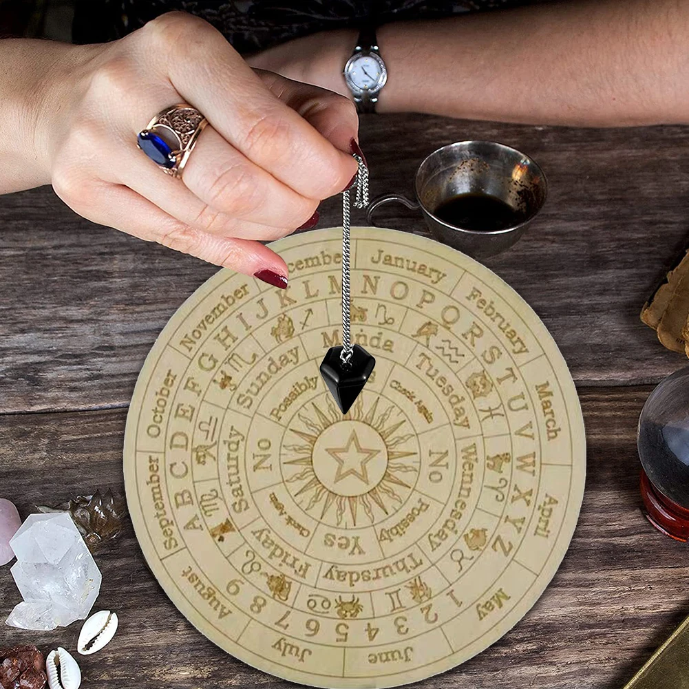 Creative Carved Divination Board Wooden Astrology Pendulum Boards Altar Ornaments for Crystal Healing Witchcraft