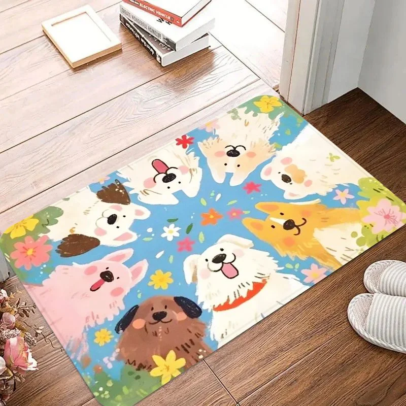 VIKAMA Cute Dog-Printed Doormat: Noise-Reducing, Non-Slip Entryway Mat for Front Doors Hallways Bathrooms, and Home Accessories