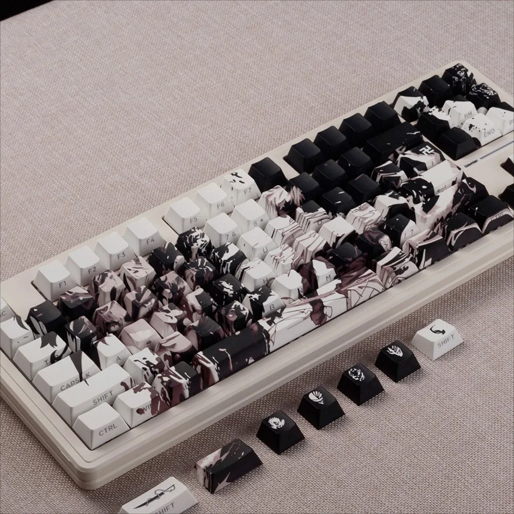 Keycap 130 key PBT personalized, Reaper side engraved light, suitable for mechanical keyboard, game keyboard