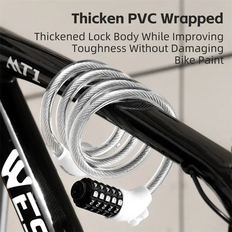 Portable Cable Lock For Road Bike 5 Digits Code Combination Wire Lock MTB E-bike Anti-Theft Cycling Password Lock
