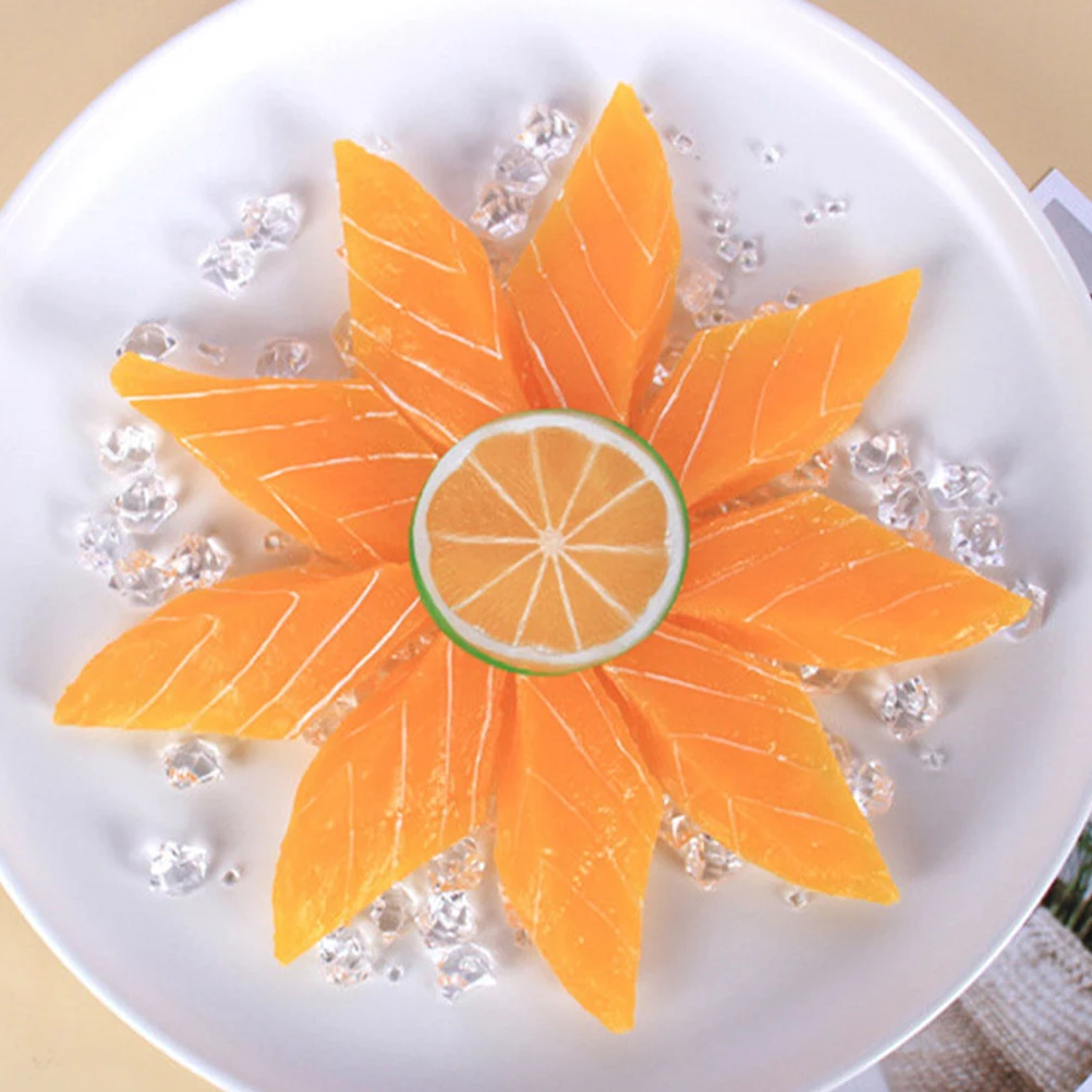 

3pcs Realistic Pvc Salmon Slices Lifelike Food Kitchen Decor Restaurant Fake Salmon Sushi Props Artificial Fish Meat Desktop