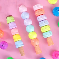 Rotuladores Resaltadores desmontables en 6 colores, bolígrafos fluorescentes con forma de helado kawaii, Resaltadores de dibujo, papelería Pastel