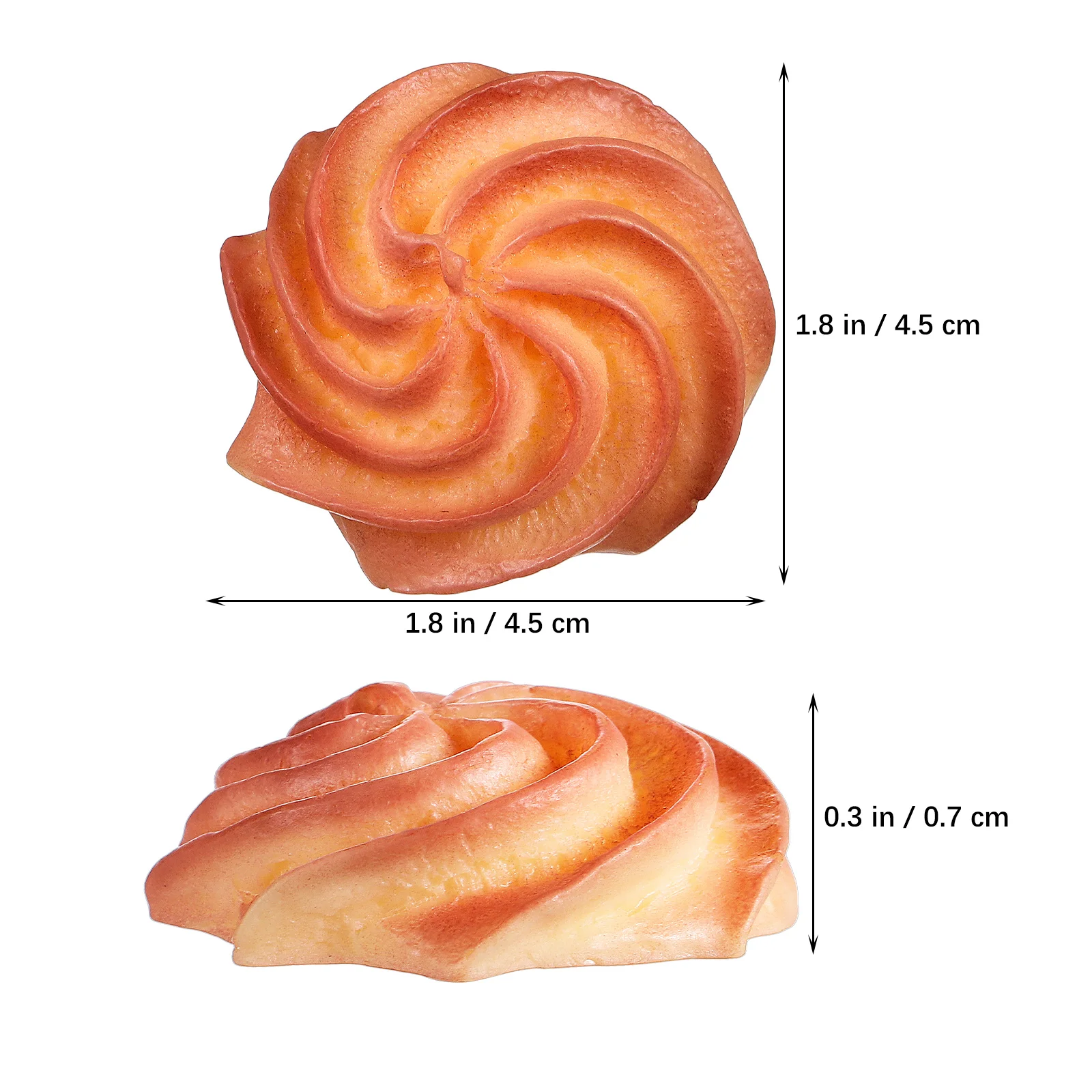 6 個の湾曲したビスケットアクセサリーリアルな人工食品丈夫でありながら柔らかい樹脂ビスケット家の装飾デザートディスプレイ用