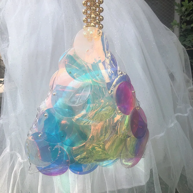 Korean Version Hand Woven Chain Bag, Fairy Prawn Cracker Triangle Bag, Simple Portable Shell Bag
