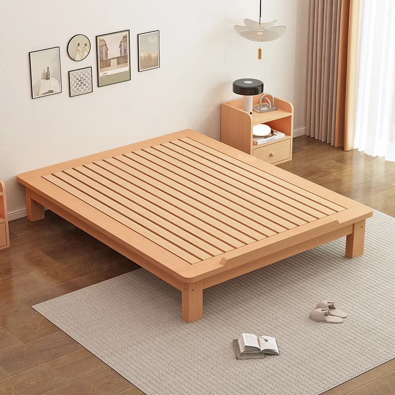 Customized beech modern simple master bedroom Japanese tatami bed frame