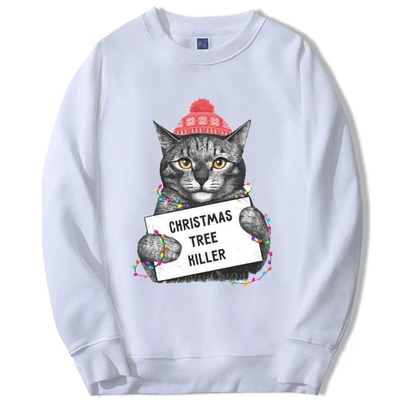 Christmas Hoodies Tree Killer Cute Cat Printed Sportswear Loose Casual Long Sleeve Men Top Hoodie Casual Sweatshirts Tracksuit