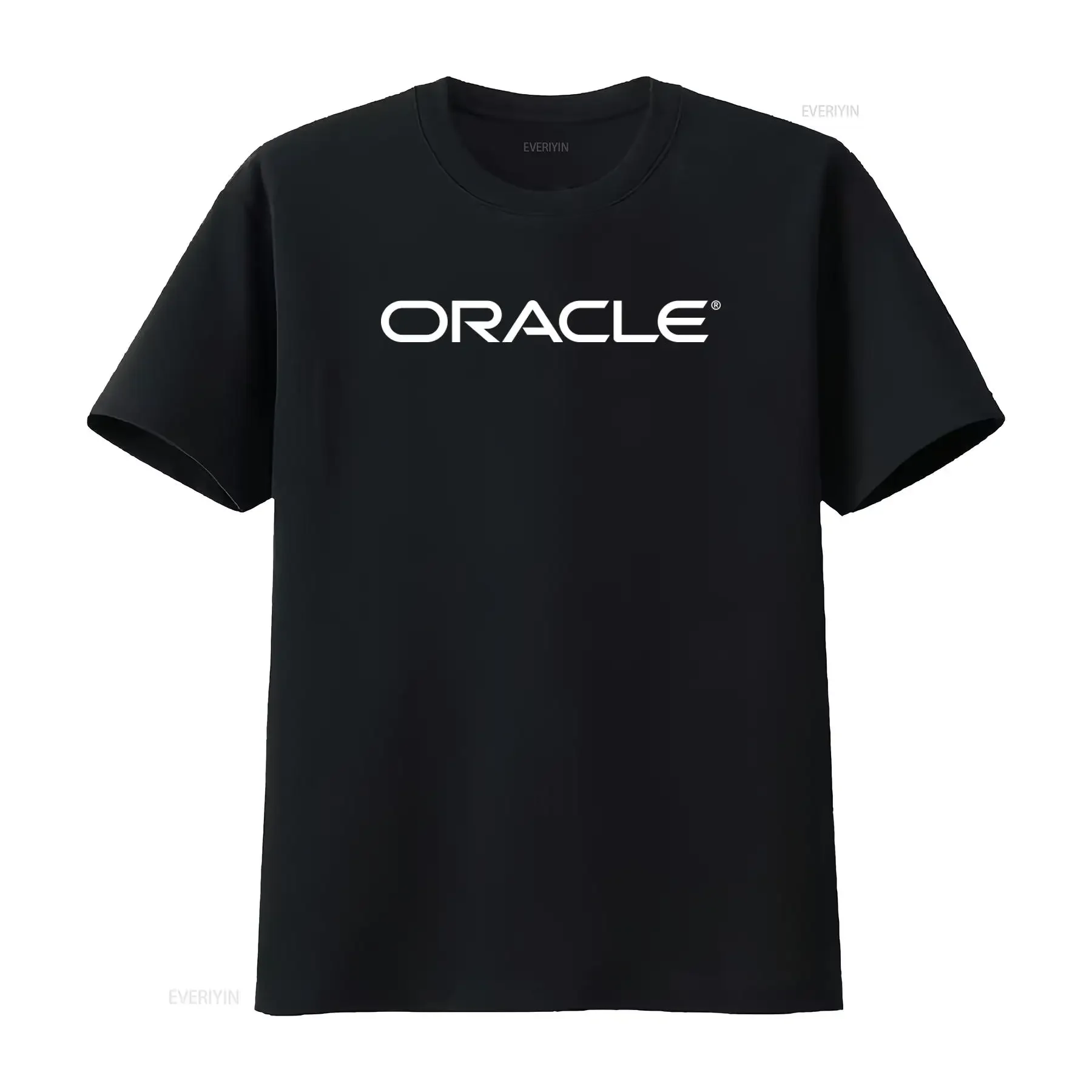 Oracle Logo Print T Shirt for Software Hardware Engineer Fans Fashion Casual vintage Washed Stretched Top For Everyday Wear