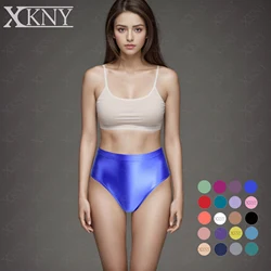 XClocKNYoung satin glossy Briefs satin glossy briefs skin siky bikini middle-waisted underwear unisex Yoga sport golssy pants