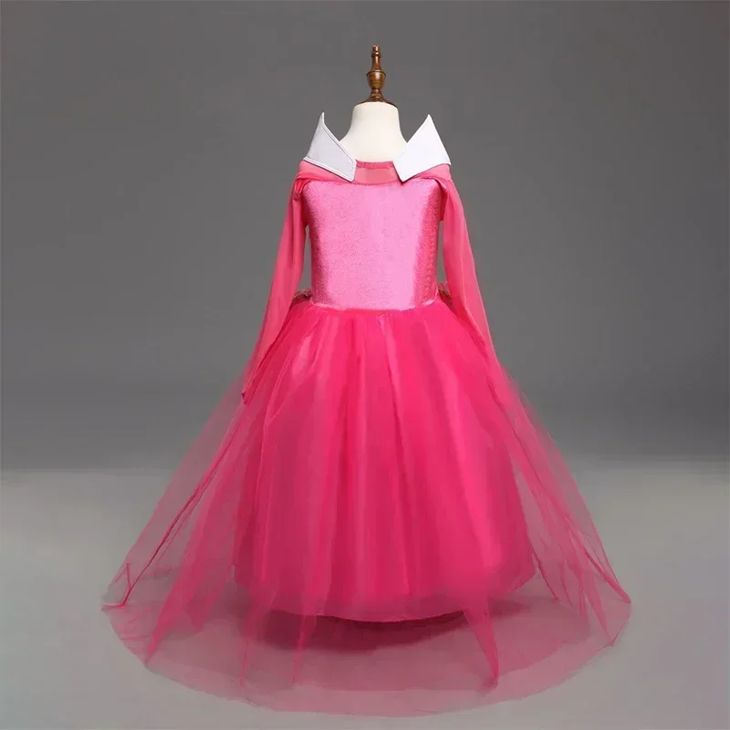 Girls Sleeping Beauty Aurora Cosplay Princess Dress Halloween Costume for Kids 4-10 Years Children Carnival Party Clothings