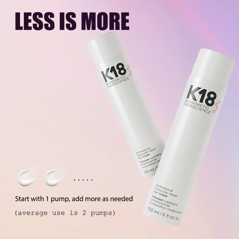 150ML K18 Leave-in Hair Mask Active Peptide Hair Care Dye Perm Damaged Frizz Ironing Damage Split Repair 4 minutes restore