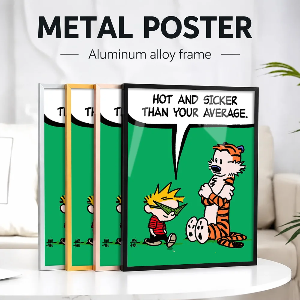 Hot And Sicker Funny Comics Tiger Framed Metal Print Customized Photo Dramatic Character Style Wall Art For Game Room Fan Gift