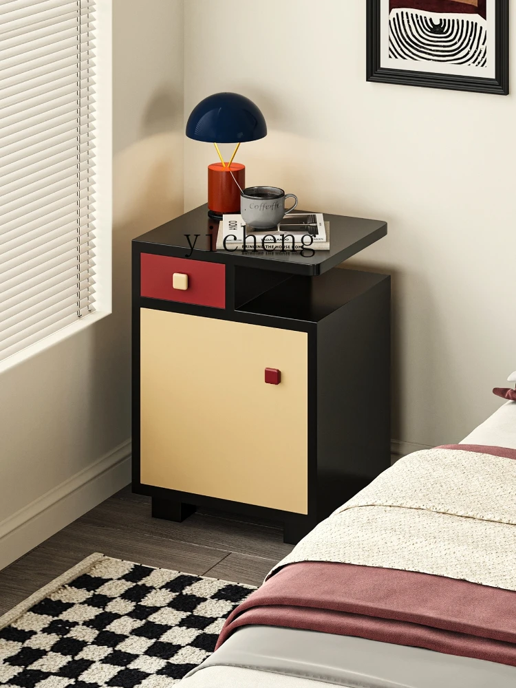 ZC Puzzle Bedside Table Color Retro Bedroom Bedside Storage Cabinet Dopamine Sofa Side Cabinet