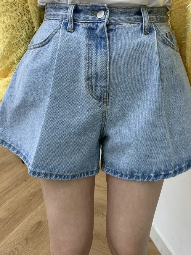 Jeans in denim a pieghe a gamba larga a vita alta Pantaloni caldi alla moda da donna vintage Waed Loose Slim A-Line svasati