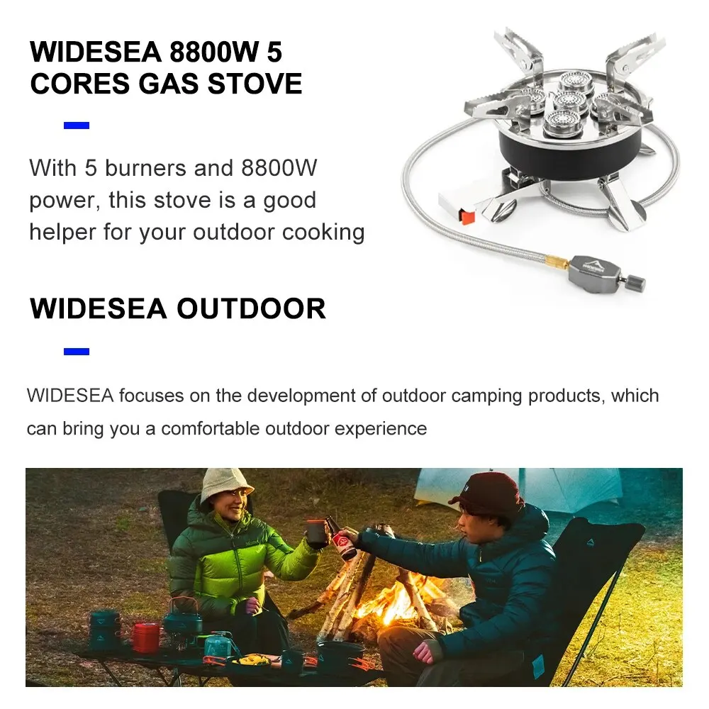 Widesea-Camping Tourist Burner, Fogão a Gás Portátil, Panelas, Piquenique, Churrasco, Suprimentos Turismo, Exterior, Recreação, 8800W