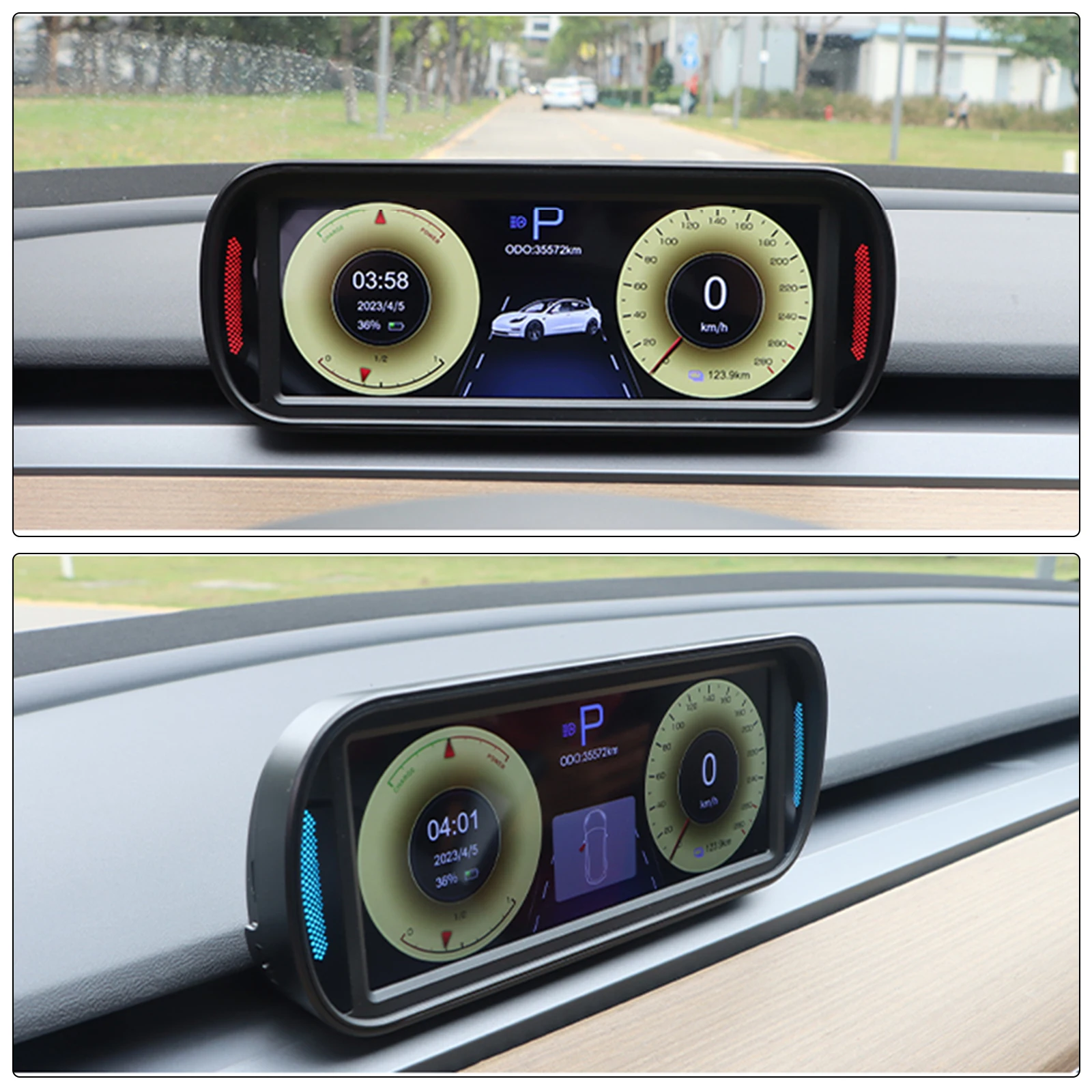 6.8-inch Dashboard Left/Right Turn Signals Total Mileage Speed Real Time Display Fit for CarPlay and Android Auto Intelligent Dashboard for Model Y 2019-2025 and for Model 3 2021-2025