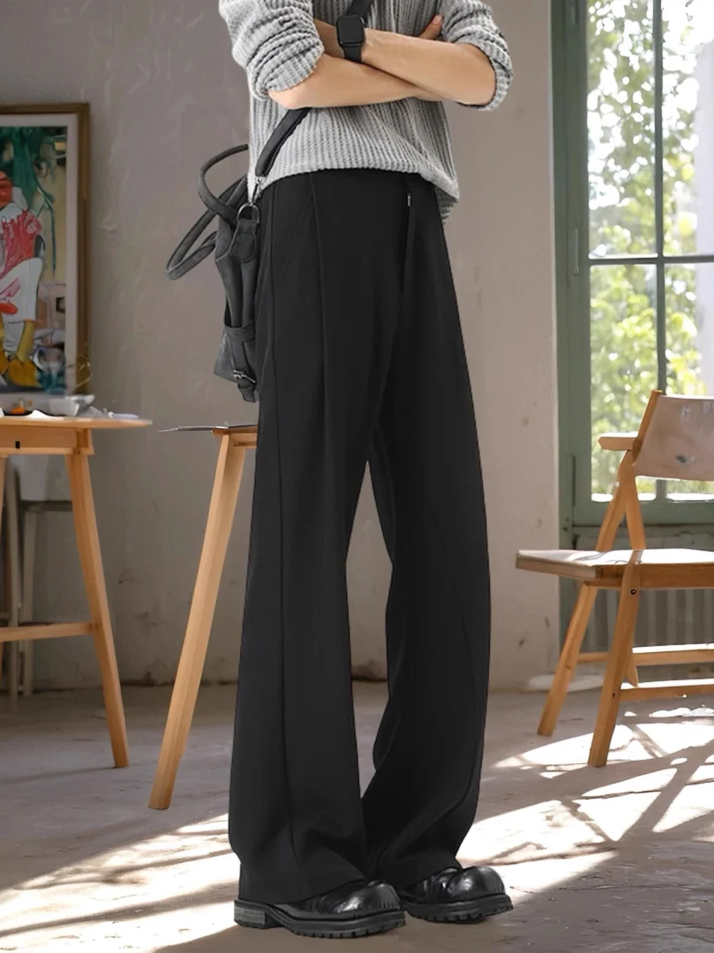 

Мужские повседневные брюки Cleanfit с высокой талией, прямые, из ледяного шелка, струящиеся, модные, летние, для отдыха