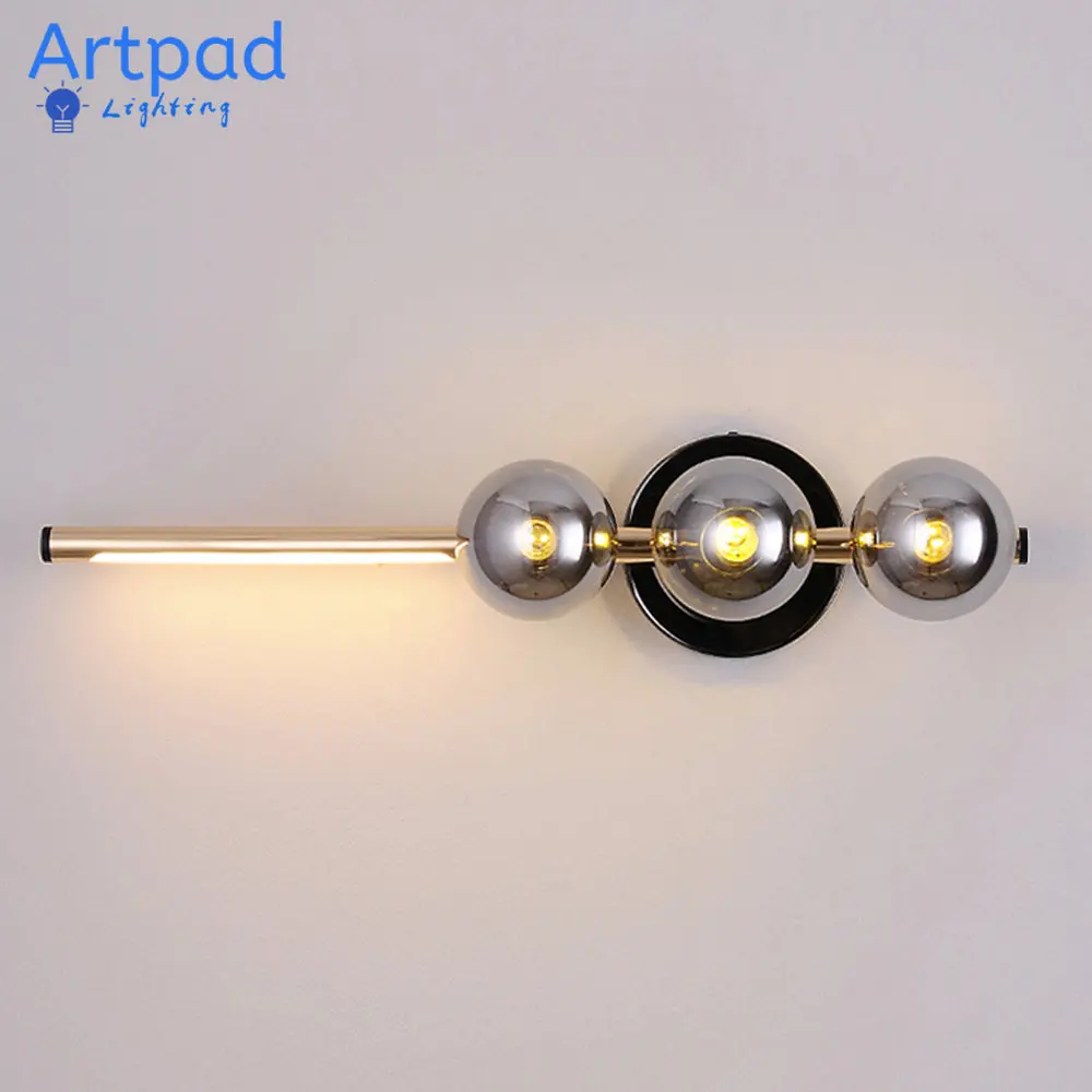 

Artpad Wall Light Glass Bubble Decor Light for Corridor Bathroom TV Background Gold Black Metal Wall Sconces Lamp Mirror G9 Bulb