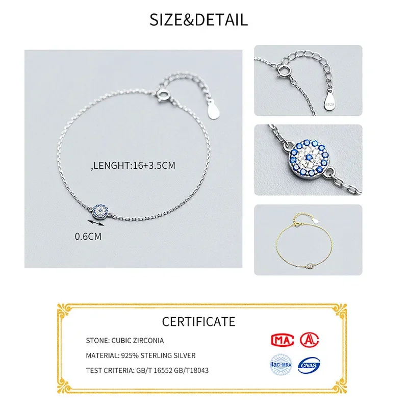 INZATT Punk Geometric Full Zircon Round Talisman Blue Eyes Of Bracelet For Women Birthday Party Gold Color Fashion Jewelry Gift