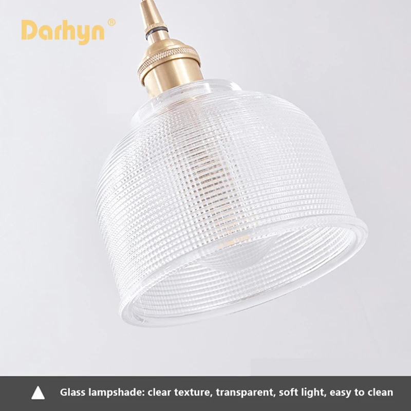 Nordic Glass Pendant Light Pendant Lamp Copper Lamp Brass Creative Minimalist E27 Transparent Lampshade For Restaurant Light