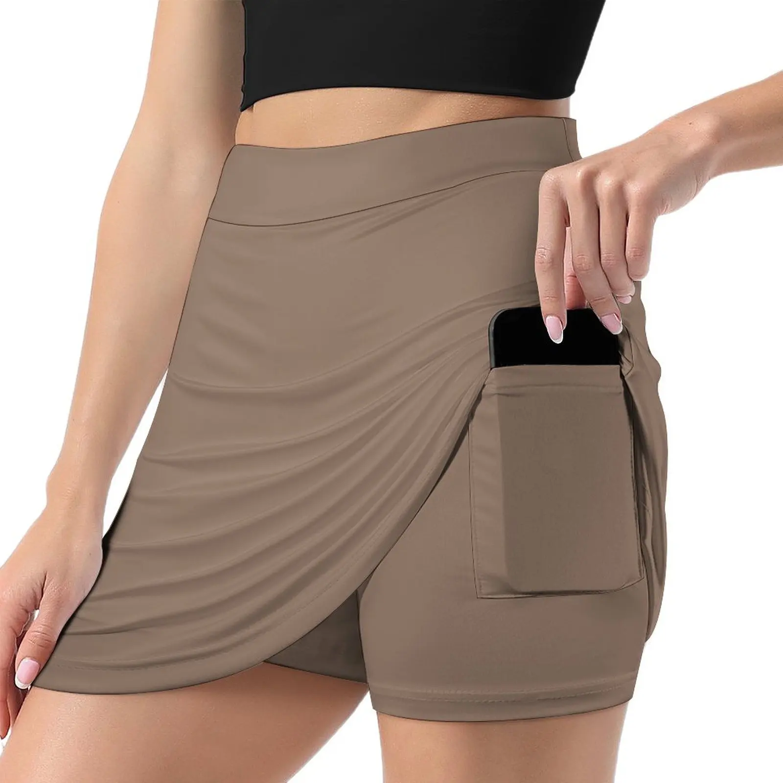 Cocoa Powder Mid Tone Neutral Brown Solid Color Pairs To Sherwin Williams Mocha SW 6067 Mini Skirt Women skirts Women's clothing