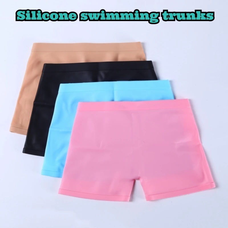 Soft Silicone Swim Trunks Waterproof Quick Dry Beach Shorts Junior Pool Party Bathing Suit Elastic Waist Sun Protection Swimwear