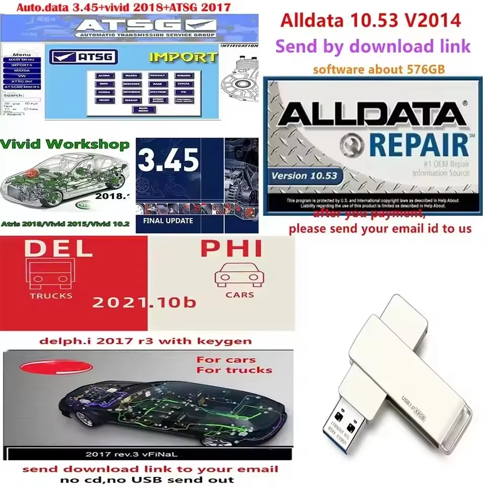 

2024 Hot Alldata 10.53 Software Autodata 3.45 vivid 2018 workshop data ATSG 2017 Delphis 2021.10b with keygen Delphi 2017r3 too