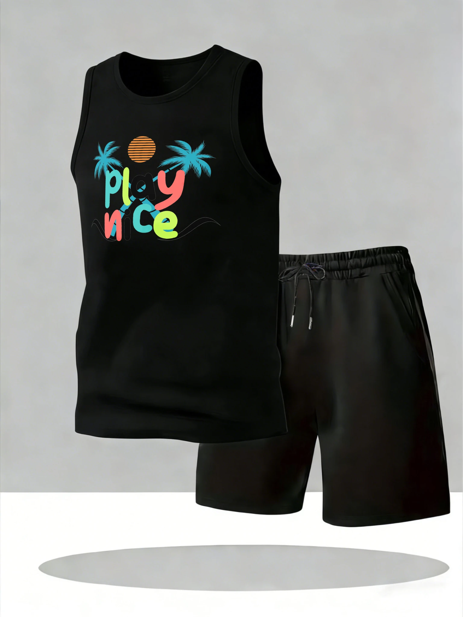 

Men's Tank Top Sets 2026 Summer Quick drying running sports Suit for man oversize men's tracksuit Breathable crewneck beach