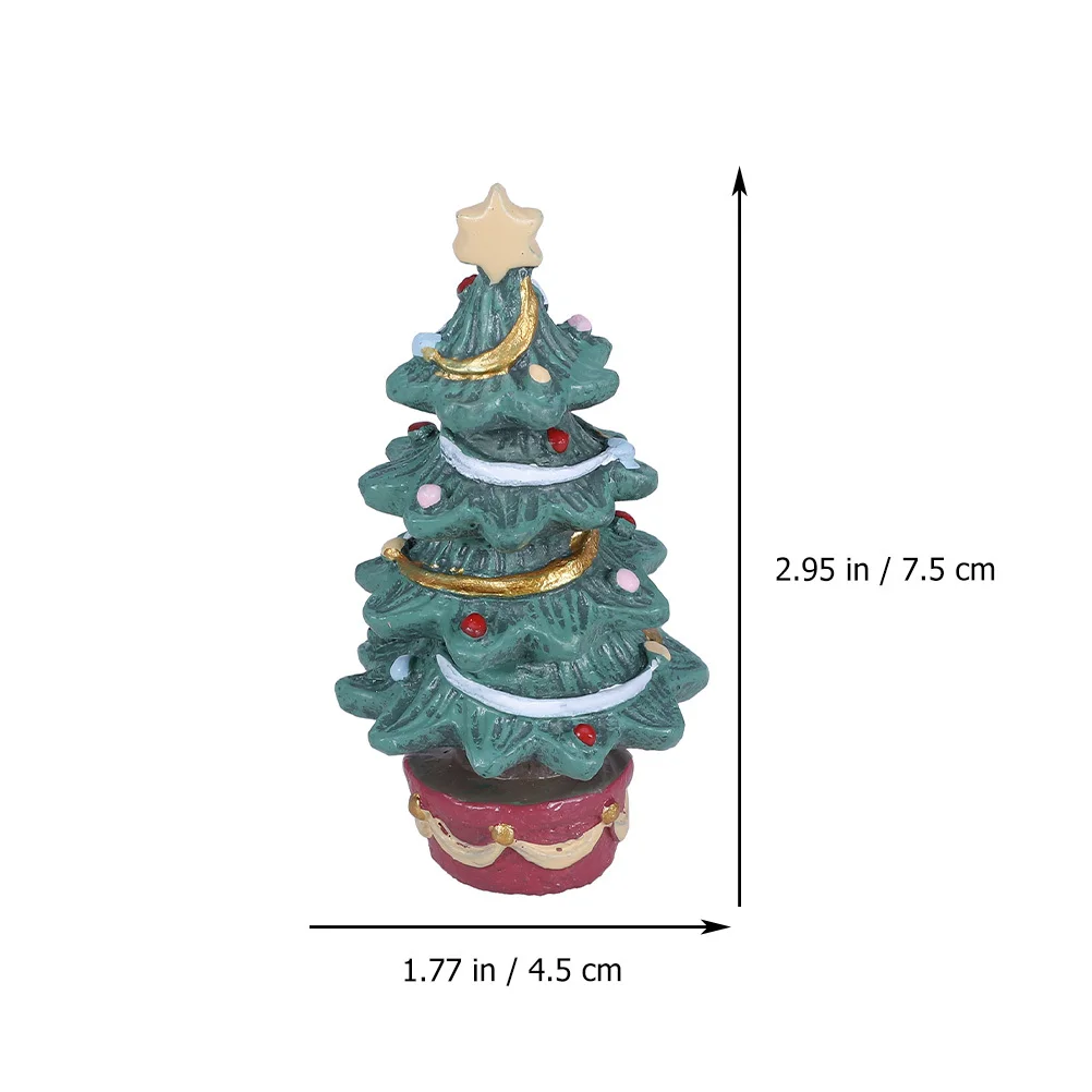 

2Pcs Resin Mini Christmas Tree Craft Ornament Lightweight Desktop Xmas Tree Decoration Great Christmas Party Accessory