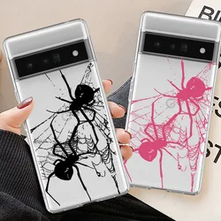 멋진 스파이더 패턴 Google Pixel 6 6A 7 7A Pro 8 Pro 5G 투명 커버 Fundas 용 초박형 투명 케이스