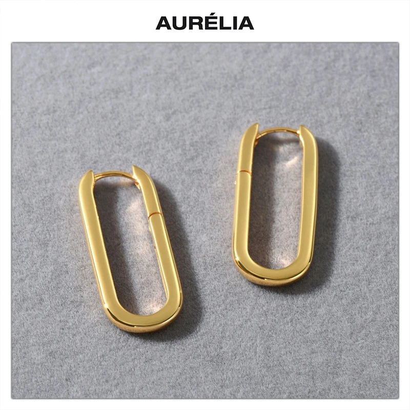 

Новые модные золотые, серебряные геометрические серьги U-образной формы с эллипсом, женские минималистичные легкие ювелирные изделия