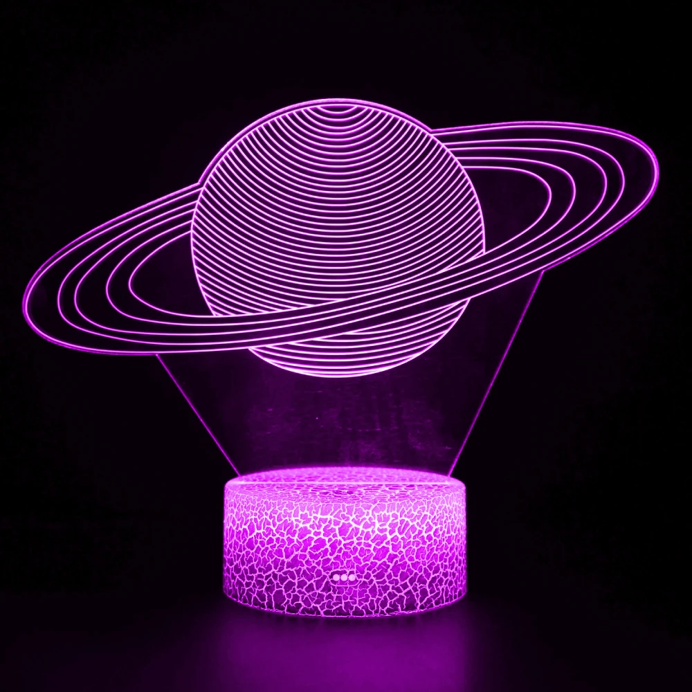 Nighdn luz nocturna acrílica colorida, lámpara de noche de planeta 3D, luz LED USB, decoración de la habitación del hogar, regalo de cumpleaños para niños y niñas