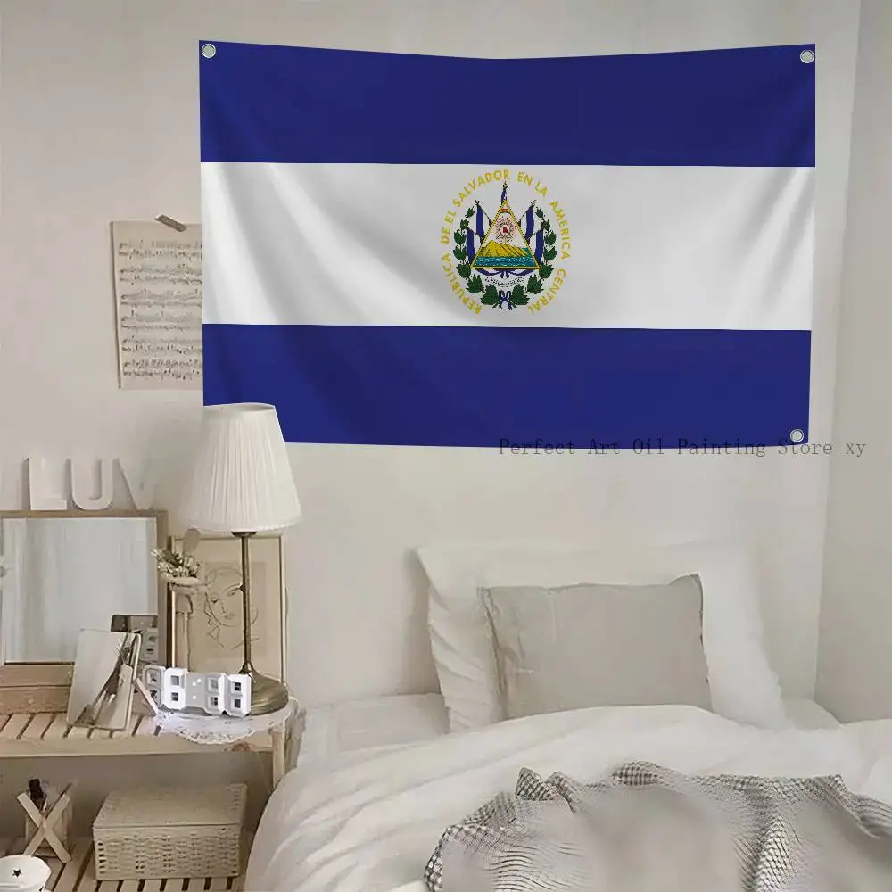 Die Republik El Salvador Flagge Banner Vier Loch Flagge Polyester Outdoor Dekor Raumästhetik