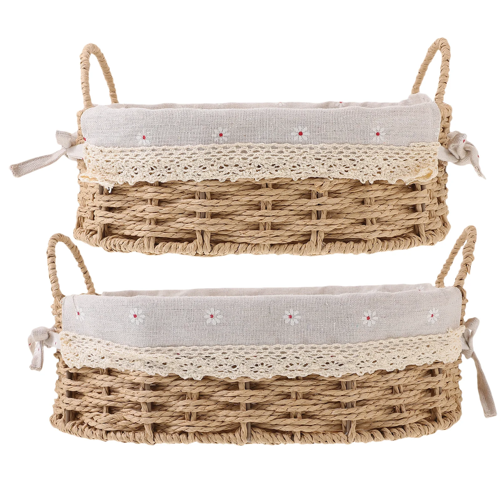 

1Set Woven Storage Basket Desktop Organizer with Liner Multipurpose Container for Sundries Books Cosmetics Keys Household